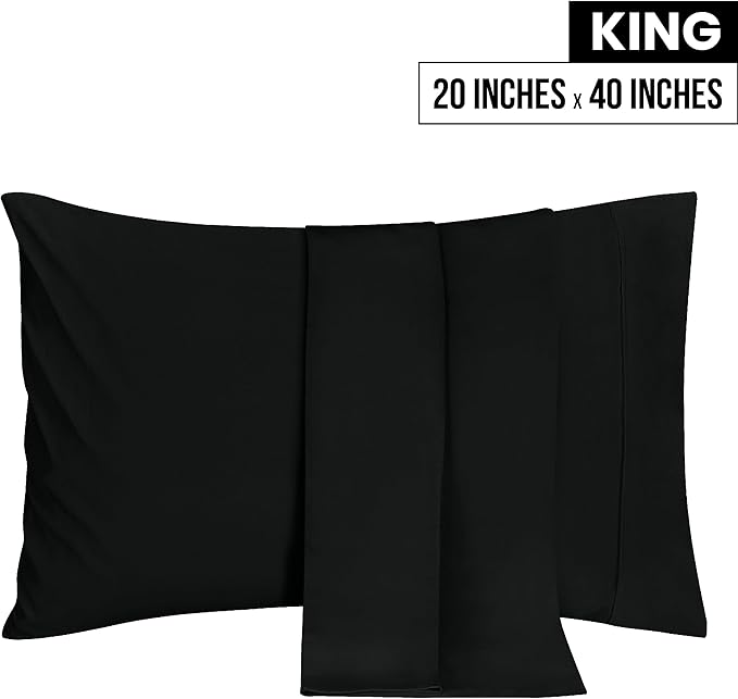 Utopia Bedding Queen Pillow Cases - 2 Pack - Envelope Closure - Soft Brushed Microfiber Fabric - Shrinkage and Fade Resistant Pillow Covers 20 X 30 Inches (Queen, Black)