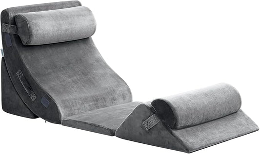 Qirroboni 6PCS Orthopedic Bed Wedge Pillow Set, Adjustable Pillows for Neck, Back and Leg Pain Relief Comfortable & Post Surgery Foam - Heartburn, Anti Snoring, Acid Reflux & GERD Sleeping Grey