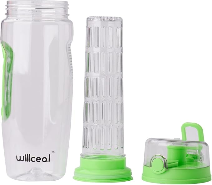 Fruit Infuser Water Bottle 32oz- Durable, Large - BPA Free Tritan, Flip Lid, Leak Proof Design - Sports, Camping