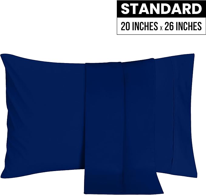Utopia Bedding Standard Pillow Cases - 2 Pack - Envelope Closure - Soft Brushed Microfiber Fabric - Shrinkage and Fade Resistant Pillow Covers 20 X 26 Inches (Standard, Royal Blue)