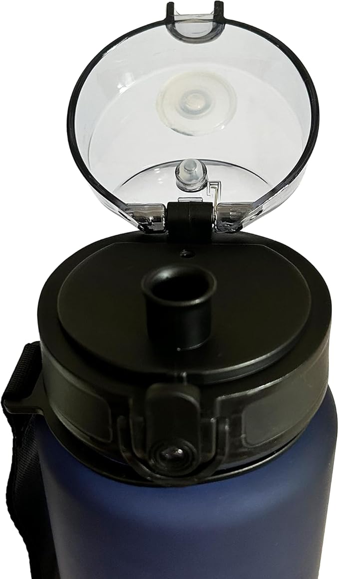 DEARART 32oz Water Bottle With Motivational and Time Marker, BPA FREE Quick Drink Without Straw, Suit Sports Office Gym Travel, Deep Blue&Red