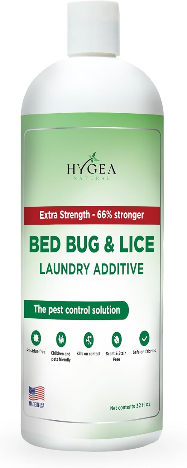 Lice & Bed Bug Extra Strength Laundry Additive - Environmentally Responsible, Odorless & Stain-Free Liquid Laundry Treatment - Safe for Children & Pets - Any Water Temperature (32 oz)
