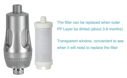 Microelement Hydrogen Water Filter, Alkaline Mineral Drinking Water, Kitchen Filtration, Shower Water Filter, Remove Chlorine and Impurity, Filter Replaceable, for Household Hotel (Silver Color)