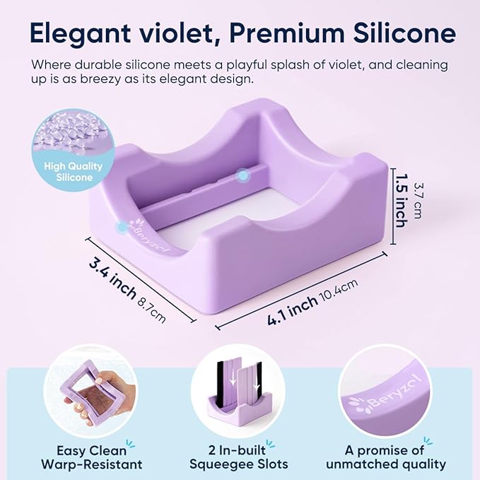 Silicone Cup Cradle, Cup Cradle for Tumblers Use to Apply UV DTF Decal/Apply Vinyl Decals -Keep Mugs in Place with Felt Squeegee（Purple）