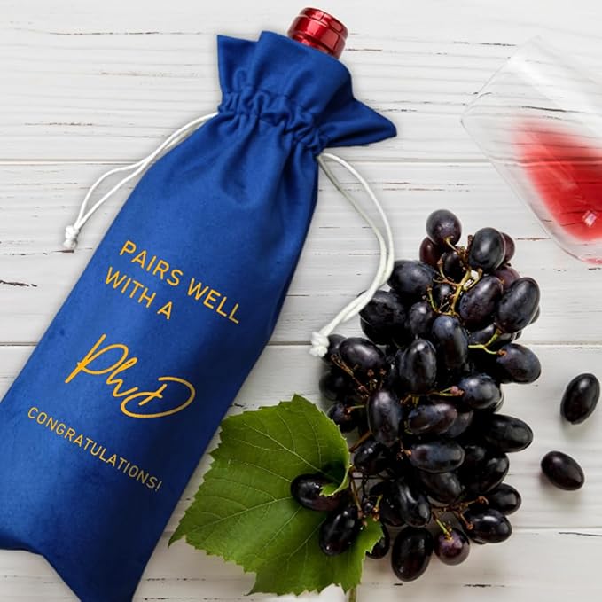 Graduation Gift Wine Bag, Bachelor's Degree Graduation Wine Bag, Bachelor's Gift, Pairs Well With A Bachelor's Degree (Bachelor's Degree-Blue)