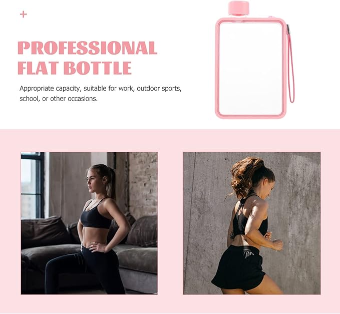 BESPORTBLE Water Bottles Flat Water Bottle: Portable Travel Flask A5 Water Bottle, 13oz Flat Travel Mug for Camping Gym Fitness Sports Camping Accessories