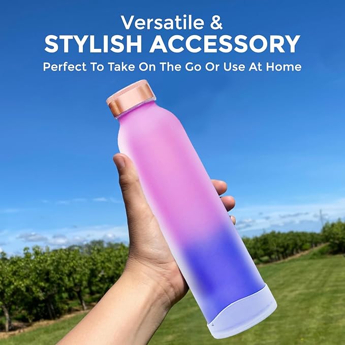 Copper Water Bottle 30 oz 900 ml | 100% Pure Copper With Added Health Benefits | Ergonomic Design | Water Bottle for School, Office | Leakproof, Durable, Lightweight | Easy to Clean, Ombré Pink