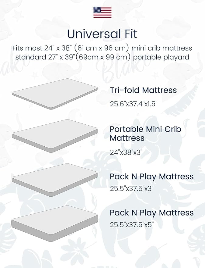 TotAha Premium Soft Graco Pack n Play Sheets Fitted, Super Stretchy Jersey Knit Mini Crib Sheets Fitted, Silky Comfort Pack and Play Mattress Sheets, 2 Pack (Happy Zoo & Jungle)