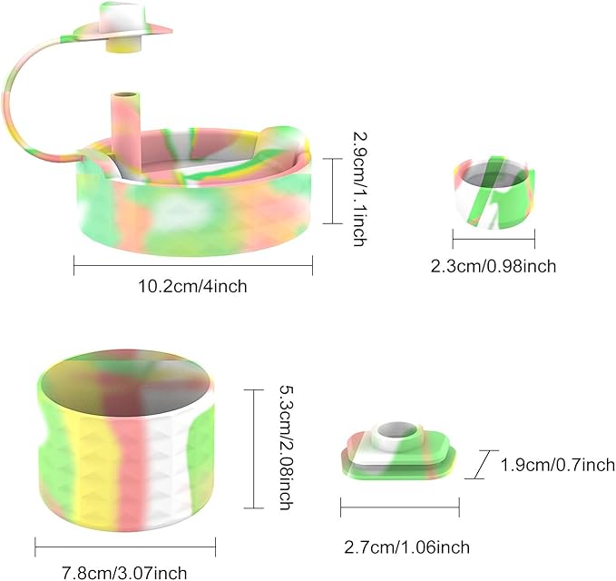 Protective Silicone Bottle Cover Set for Stanley Quencher H2.0 40 30 20 oz Tumbler with Handle & Iceflow, Anti-Scratch Cover Boot for Stanley Cup Accessories BPA Free (B)