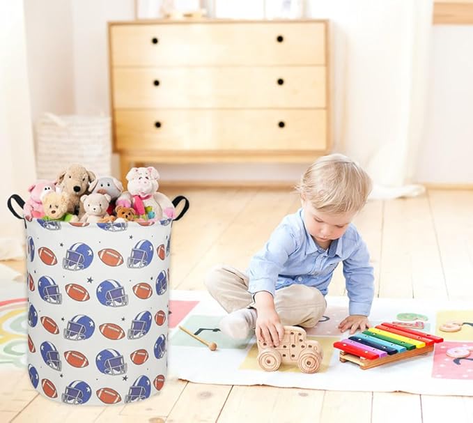 Kids Laundry Hamper,Canvas Football Laundry Basket Collapsible Boys Storage Baskets for Home,Office,Toy Organizer,Home Decor(Football)