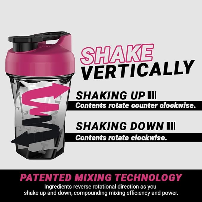 HELIMIX 1.5 Vortex Blender Shaker Bottle Holds Upto 20oz | No Blending Ball or Whisk | USA Made | Portable Pre Workout Whey Protein Drink Shaker Cup | Mixes Cocktails Smoothies Shakes | Top Rack Safe