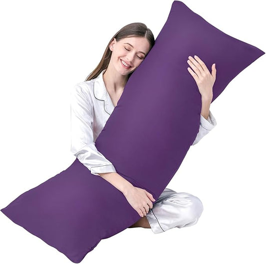 DOWNCOOL Large Body Pillow Insert- Breathable Full Body Pillow for Side Sleeper - Soft Long Bed Pillow for Adults - 20 x 54 inch (Purple)