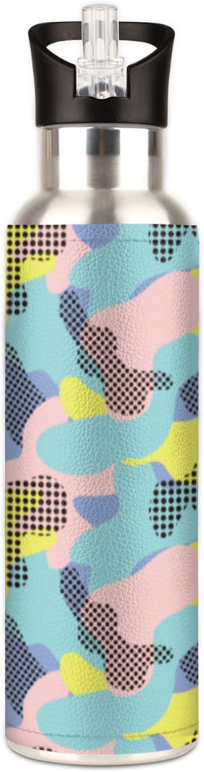 Dot Camouflage Stainless Steel Sports Water Bottle with Straw, 20 oz Vacuum Insulated Cup, Keeps Hot Cold Canteen Water Bottles For Cycling Travel Hiking