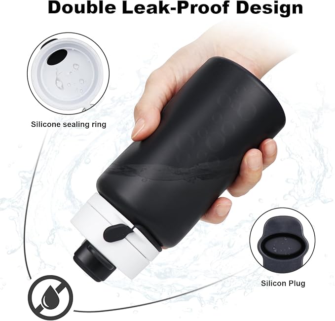 Collapsible Water Bottle, Foldable Water Bottle BPA Free Reusable Lightweight Leak-Proof Travel Silicone Water Bottle for Travel, Gym, Hiking, Office, Camping