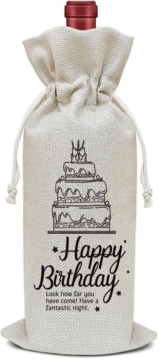 Birthday Wine Bag, Funny Wine Gifts for Women Men, Birthday Gifts for Mom Wife Friend Bestie, Party Favor Wine Champagne Gift Bag With Drawstring -02