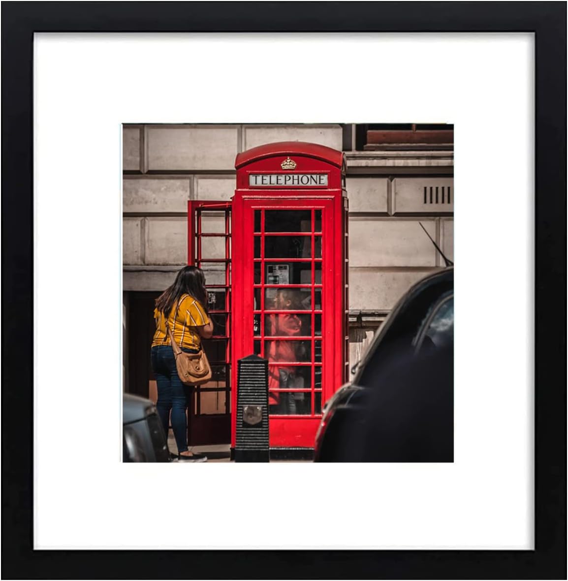 12x12 Picture Frame Set of 6, Display Pictures 8x8 with Mat or 12x12 Without Mat for Wall Mounting,Black