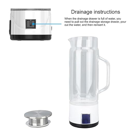 Hydrogen Water Bottle, 1000ml Hydrogen Water Bottle Generator with Efficient Electrolysis, High Borosilicate Glass, Handle, for Home Fitness Office