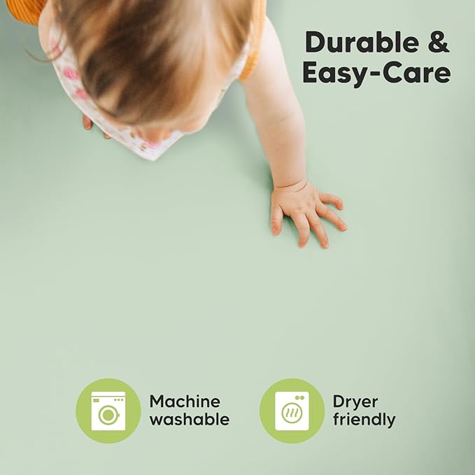 Pack and Play Sheets Fitted, 2-Pack Mini Crib Sheets - Pack N Play Sheets, Organic Fitted Crib Sheet for Pack and Play Mattress, Playard Baby Crib Sheets, Crib Sheets Neutral for Boys, Girls (Sage)