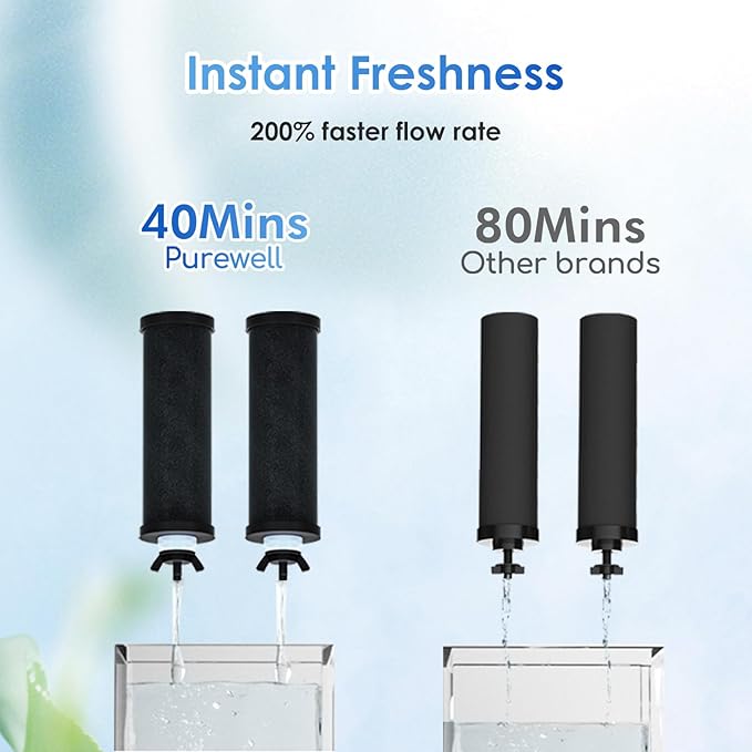 Purewell PB-2 Black Purification Elements, Replacement Filters for PB-2/BB8-2 Purification Elements and Gravity Water Filter System (2 Pack)