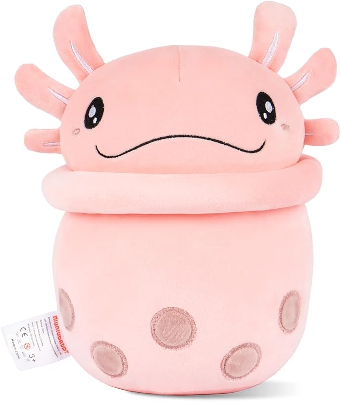 Niuniu Daddy Stuffed Boba Plushies Squishy Bubble Tea Plush Toy Pillow Cute Milk Tea Plushie Adorable Cuddle Pillow Stuffed Food Toy Great Gift for Birthday/Christmas (Axolotl, Medium)