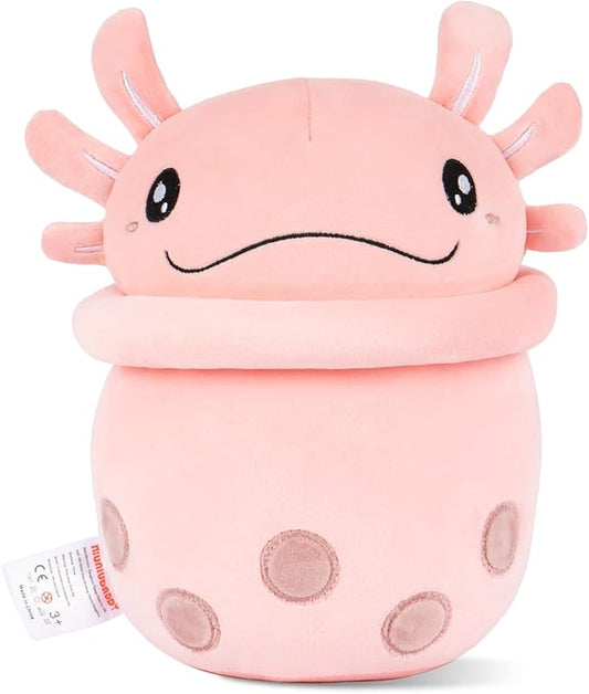 Niuniu Daddy Stuffed Boba Plushies Squishy Bubble Tea Plush Toy Pillow Cute Milk Tea Plushie Adorable Cuddle Pillow Stuffed Food Toy Great Gift for Birthday/Christmas (Axolotl, Medium)