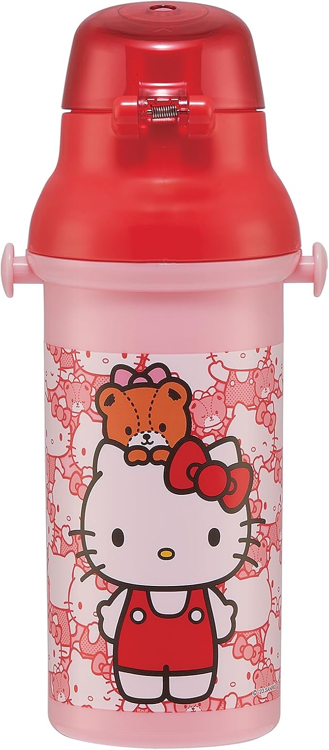 Skater Hello Kitty Plastic Water Bottle with Strap 16.23oz -Friends