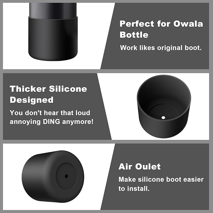 2PCS Silicone Water Bottle Boot for Owala 24oz 32oz 40oz, Protective Bottom Bumper Anti-Slip Sleeve for FreeSip, Twist, and Flip Stainless Steel Bottles, Dishwasher Safe and BPA Free