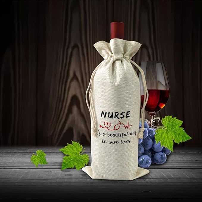 Nurse Appreciation Gift, Nurse Graduation Gift, Nursing Assistant Gift, Wine Bag Gift, Nurse It's A Beautiful Day to Save Lives
