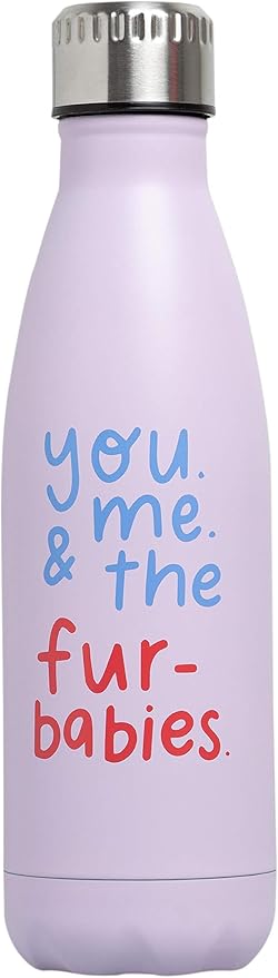 Pearhead “You, Me & The Furbabies” Water Bottle, Double Steel Walled Water Bottle, Pet Owner Gifts, BPA Free, 16 Ounces