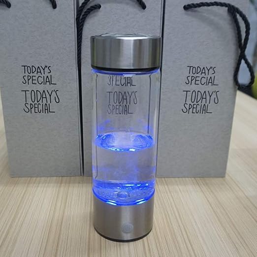 Hydrogen Water Bottle, Portable Hydrogen-Rich Water Maker Hydrogen Water Machine USB Rechargeable Hydrogen Water Glass 450ml(Silver)