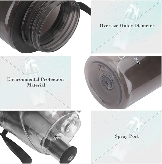 Vbestlife Mist Spray Water Bottle 600ml Portable Sport Water Bottle Anti Leak Drinking Cup with Mist Hydration (Black)