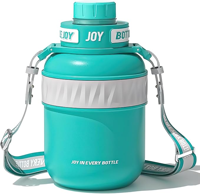 Stainless-Steel Water Bottle: Leakproof Lid, Perfect Sip, Double Insulated, Eco-Friendly, Dishwasher Safe & Stylish Strap (Ocean, 32 oz)