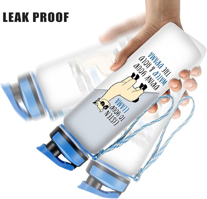 LEADO 32 oz 1 Liter Motivational Tracking Water Bottle with Times to Drink - Listen to Your Llama, Llama Gifts - Funny Mothers Day, Birthday Gifts for Women, Sister, Daughter, Coworker, Her