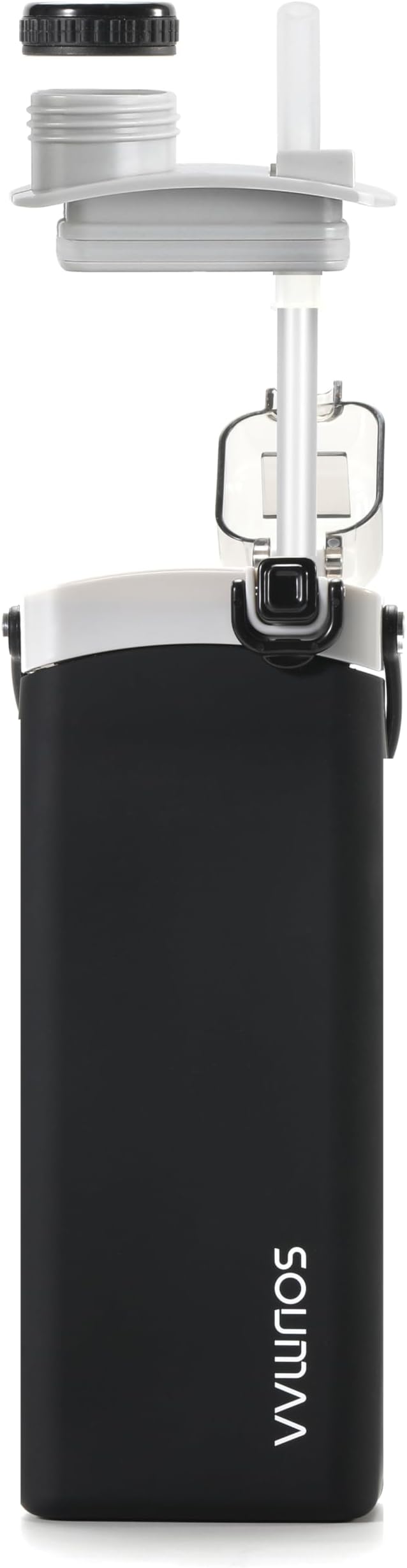 Collapsible Silicone Water Bottle - 600ml, BPA-Free, Portable and Leak-Proof with Carrying Handle for Travel, Camping, Hiking, Fishing, Swimming, Biking (Black)