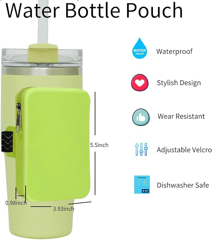 Silicone Water Bottle Pouch for Stanley, Tumbler Carrier with Zipper Pocket for Stanley 30oz/40oz & IceFlow 20/30oz, Gym Tumbler Accessories for Men Women