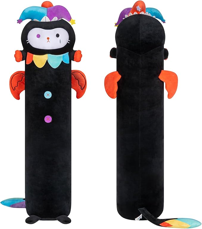 Long Cat Plush Body Pillow, 28” Cute Clown Axolotl Stuffed Animals Kawaii Soft Plushies, Joker Axolotl Plush Pillow Doll Toy Gift for Girlfriend