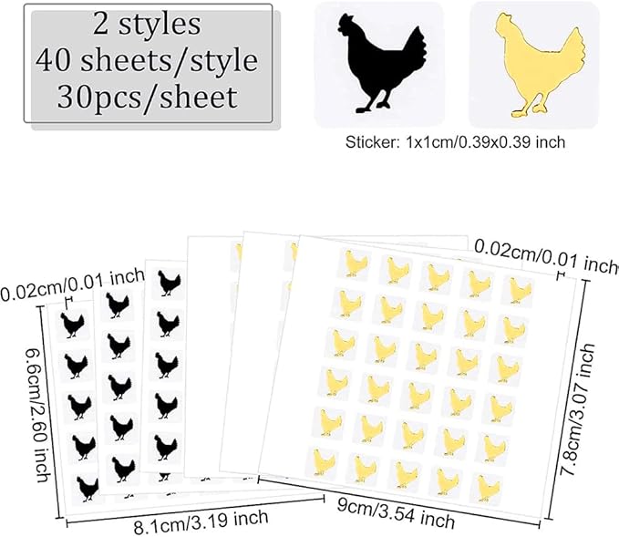 OLYCRAFT 2400pcs Wedding Meal Stickers 0.4 inch Chicken Pattern Meal Choice Stickers for Wedding Place Card Stickers Menu Choices Kitchen Meal Indicator Stickers - Gold & Black