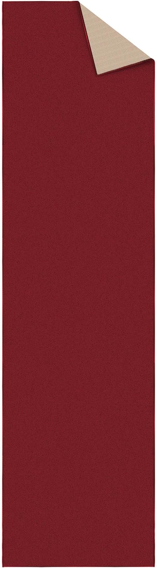Machine Washable Modern Solid Design Non-Slip Rubberback 3x10 Traditional Runner Rug for Hallway, Kitchen, Bedroom, Living Room, 2'7" x 9'10", Red