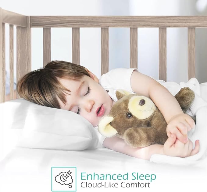 800 Thread Count 100% Egyptian Cotton Toddler Pillowcases Set of 2, Super Soft and Breathable Zipper Closer Travel Pillow Cases, 12x16 Inches, White Solid