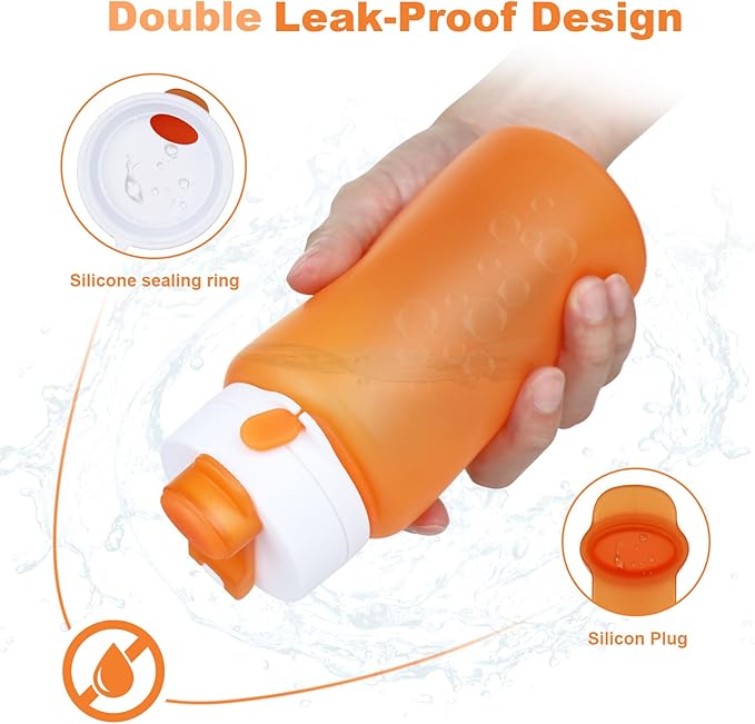 Collapsible Water Bottle, Foldable Water Bottle BPA Free Reusable Lightweight Leak-Proof Travel Silicone Water Bottle for Travel, Gym, Hiking, Office, Camping