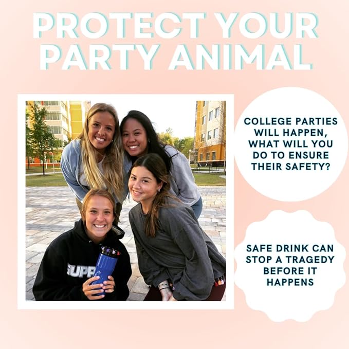 Classic - 32oz Reusable Locking Bottle Patented Anti-Drink Spiking Technology, Drink Spiking Prevention (Blue, 32 oz)