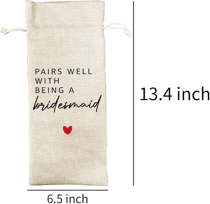 Bridesmaid Wine Bag, Gift for Bridesmaid Honor Proposal Present for Bridesmaid Wine Bottle Bags, Gifts for MOH, Wine Bag for Bestie Friend Bridesmaid, Wedding Party Decorations (DL037)