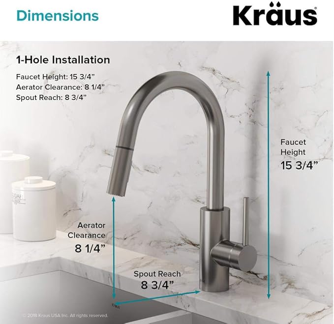 Kraus Oletto Spot Free Stainless Steel Dual Function Kitchen Faucets with Pull Down Sprayer, KPF-2620SFS