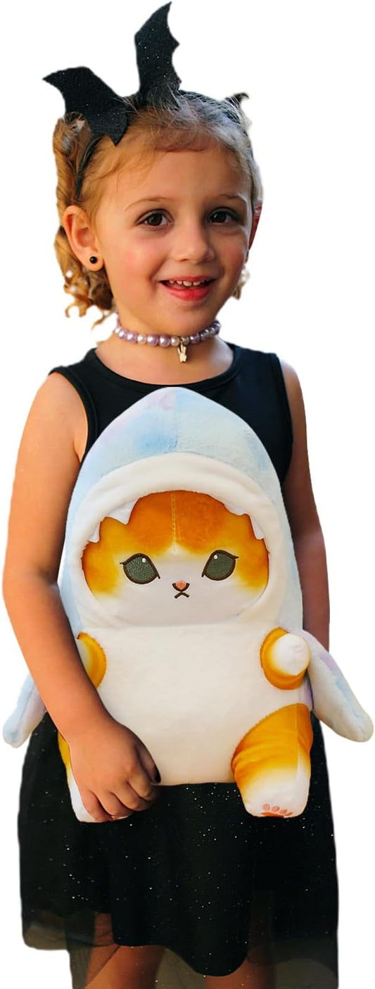 Kawaii Shark Cat Plush Toy Stuffed Animal Doll, Cute Soft Pillow Stress Release Hugs Toys Christmas Halloween Birthday Gifts for Kids Boys Girl Best Gift (Colorful - Yellow,9 inch)
