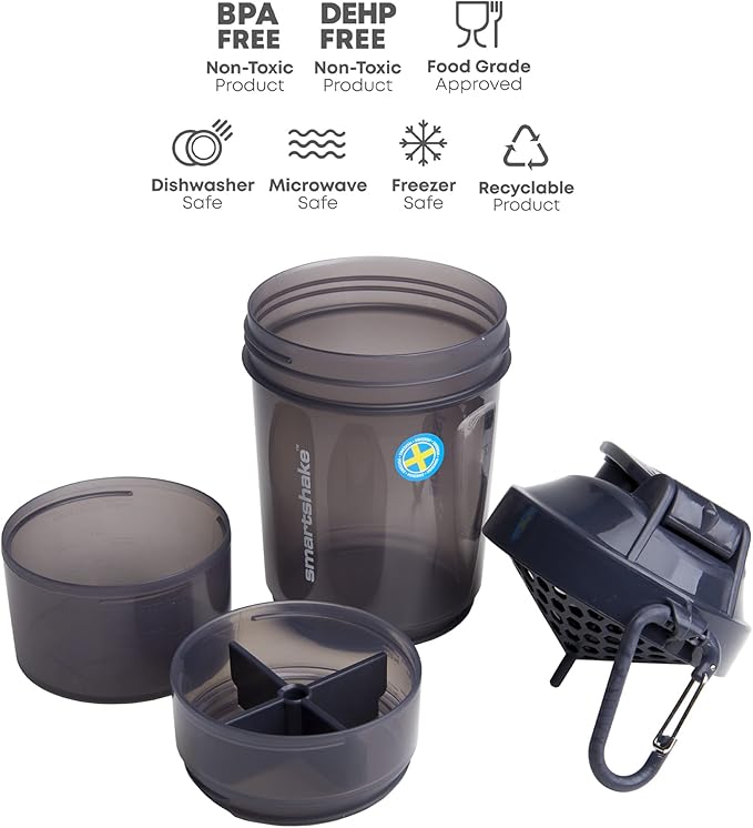 Smartshake Original 2GO, 20 oz Shaker Cup, Space Gray