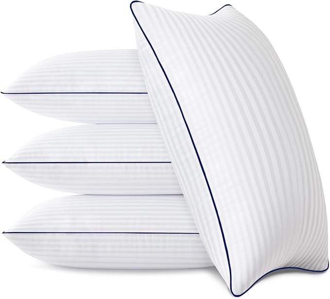 Bed Pillows for Sleeping - 4 Packs Standard Size Luxury Hotel Down-Alternative Pillow for Neck and Shoulder Pain Relief, Soft Density for Side, Back or Stomach Sleepers(20 * 26")