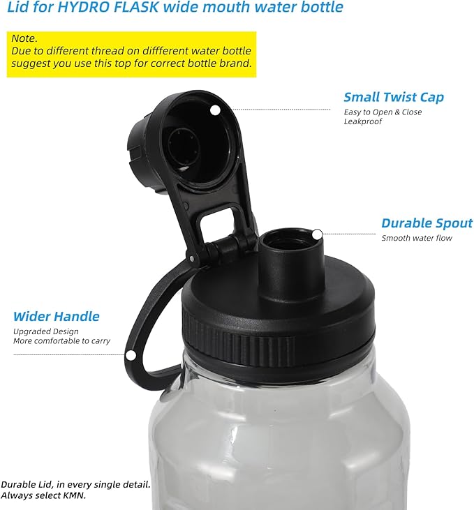 Spout Water Lid for 12 oz-64 oz Hydro Flask Wide Mouth Sport Water Bottles Replacement Lid Chug Lid for Water Bottles