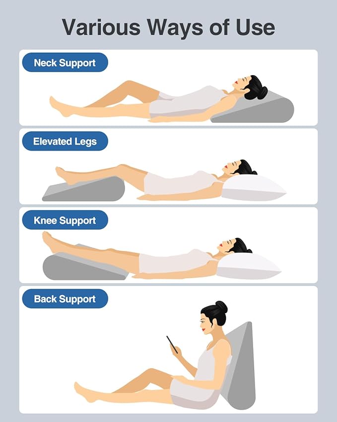 Luxtude Inflatable Wedge Pillow for Sleep Apnea, Travel Wedge Pillow for Back Pain Relief, Knee Leg Elevation Pillow, Inflatable Bed Wedge Pillow for Sleeping, Back Support Pillow for Sitting Up