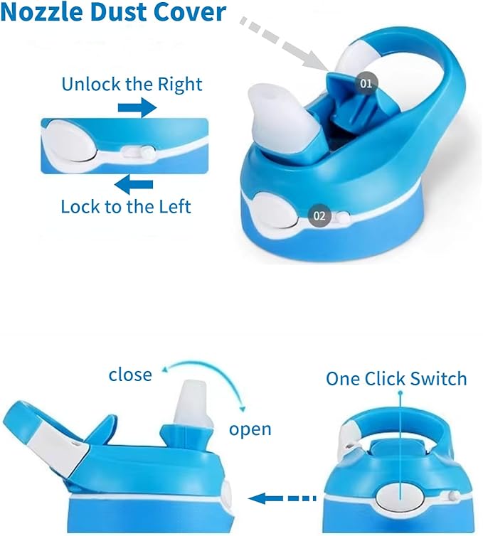 Water bottles with Locking Lid,Travel water bottle,Water bottle with straw,and Sports water bottle with Clip handle- Tritan water bottle(Blue)