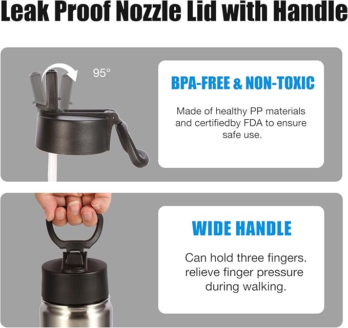 Volhoply 24oz Insulated Water Bottle With Straw Bulk 8 Pack,Metal Wide Mouth Water Bottles With Handle Lid Keep Cold,Reusable Double Wall Thermos,Powder Coated Sport Bottle For Holder(silver,8 count)